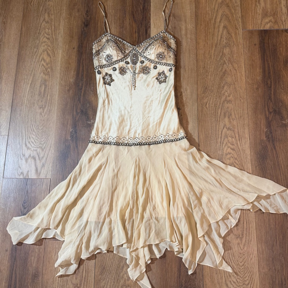 Vintage 100% Silk Beaded Dress Vintage Beaded Dress Y2K Sue Wong Dress Fairy - Picture 7 of 17
